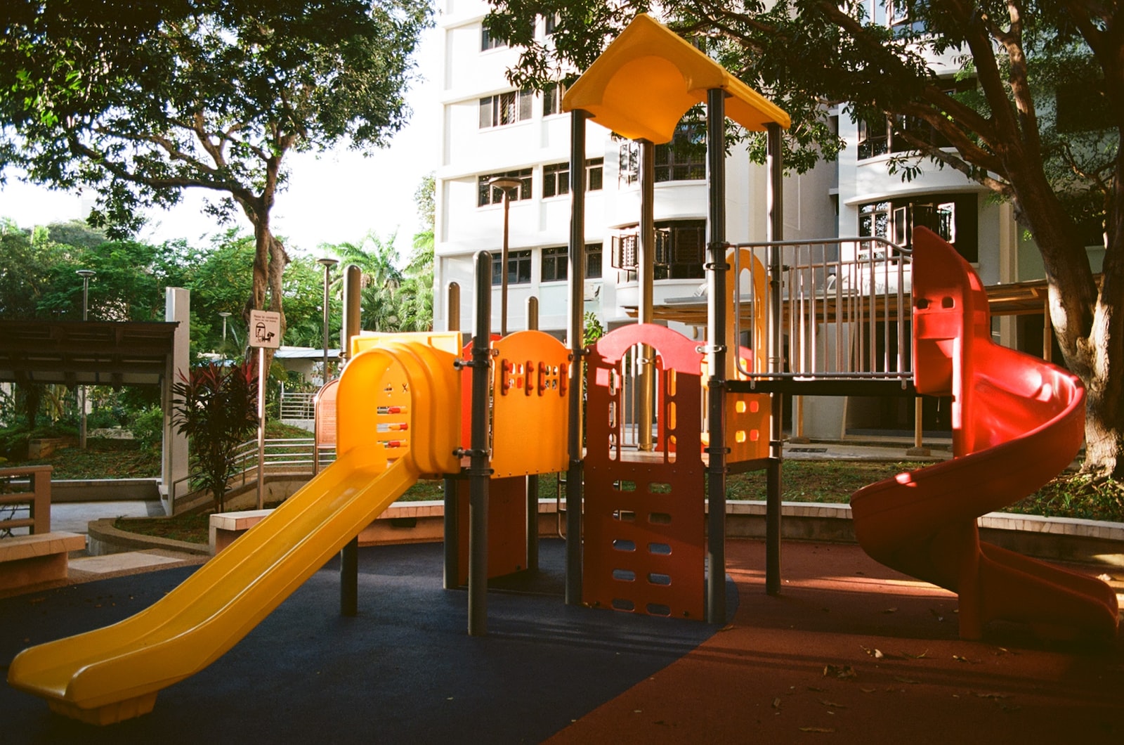 orange and black playground slide